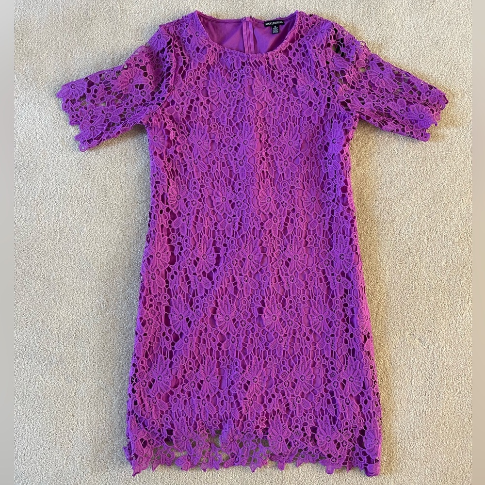 Nina Leonard Lace Dress